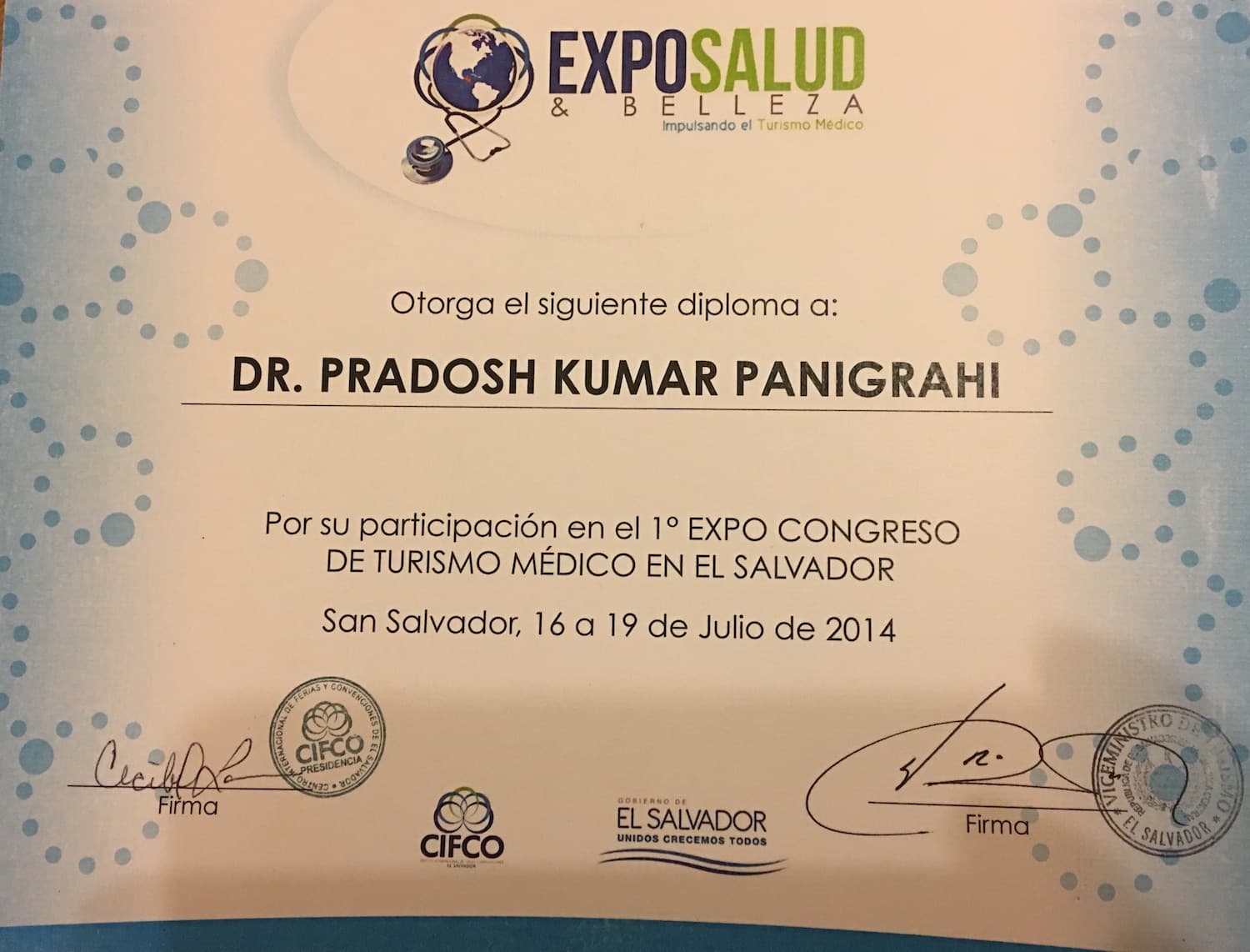 Pradosh Panigrahi Consultant Cardiologist - Certifications