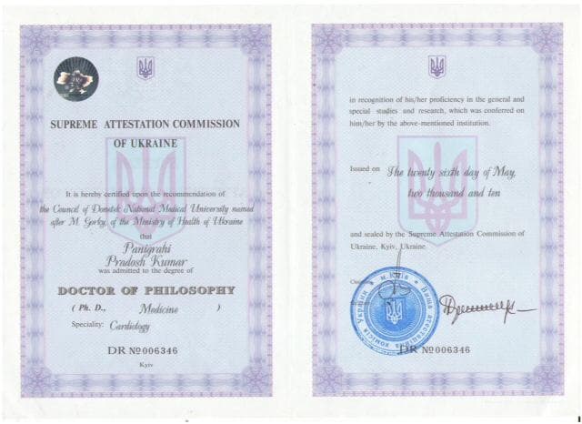 Pradosh Panigrahi Consultant Cardiologist - Certifications